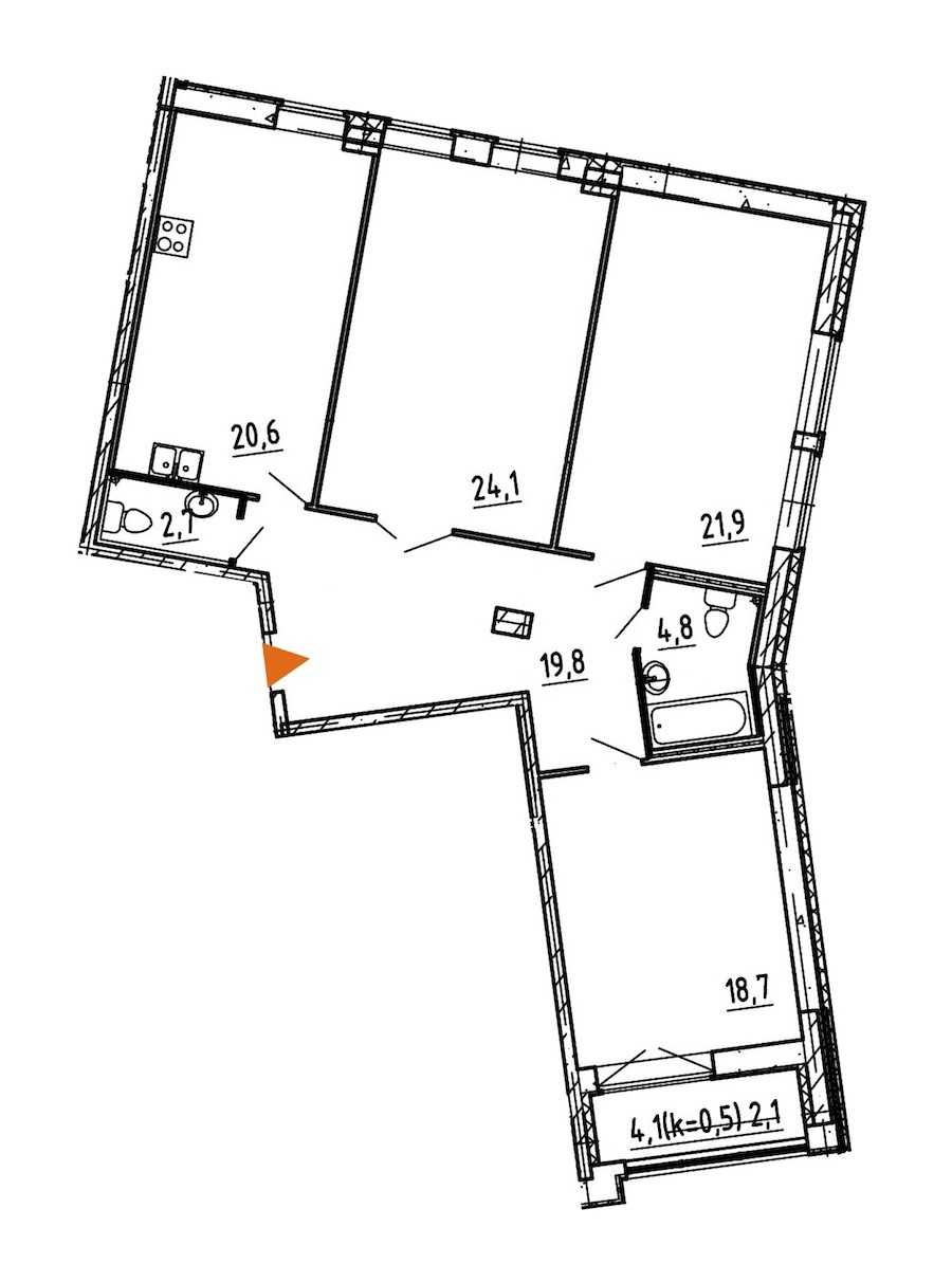 Трехкомнатная квартира в : площадь 114.7 м2 , этаж: 4 – купить в Санкт-Петербурге